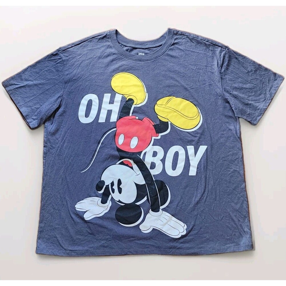 Mickey Mouse Cartwheel Oh Boy Gray Womens T-shirt - Size XXLarge
